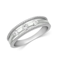 Za vas, Bijeli prirodni dijamantni prsten od 14k bijelog zlata prekriven s tri kamena u obliku prstena veličine 9,5