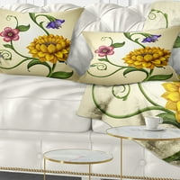 Ilustracija cvijeća i lišća DesignArt - Cvjetni jastuk za bacanje - 12x20