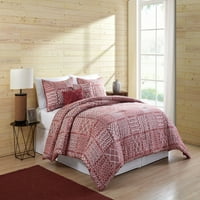 Kućni crveni lovac na tiskanu posteljinu kompleta, lažnih i ukrasnih jastuka koji su uključeni