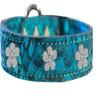 Kožna ogrlica za pse s cvjetnim uzorkom u boji, Plava, u boji