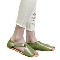 Ženske cipele; modne sandale s okruglim nožnim prstima s kopčom; obične ravne sandale; ženske sandale na petu; Zelena 7,5