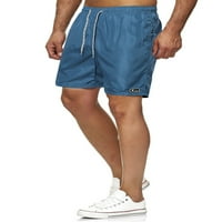 2 Muške kratke hlače za plažu s elastičnim strukom, ljetne kratke hlače, jednobojne kupaće gaće, odjeća za odmor na plaži, svijetloplave