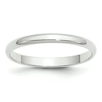Zaručnički prsten od djevičanskog bijelog karatnog zlata, polukružni, veličine 11