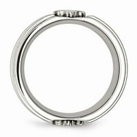 Bijeli prsten od nehrđajućeg čelika, zaručnički muški Fleur De Lis, mat i poliran