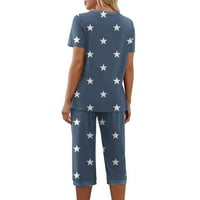 Ženski dvodijelni set pidžame, vrhovi za spavanje kratkih rukava i Capri hlače, ljetni ležerni cvjetni Kompleti za opuštanje u punoj
