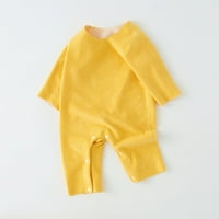 Dječji kombinezon za dječake, kombinezon s dugim rukavima, pamučna odjeća Na kopčanje, žuta, 80