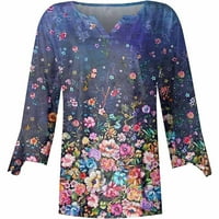Oversize Ženske majice na rasprodaji modna ženska majica s izrezom u obliku slova tri četvrtine 3-4 rukava jesenske bluze majice