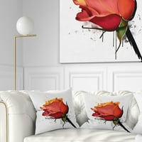 Dizajn izolirana skica akvarela crvene ruže - jastuk za cvjetni bacač - 16x16