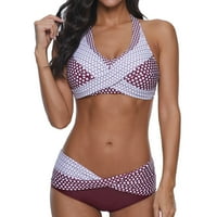 Ženski kupaći kostim u obliku kroja, Bez rukava, polka dot, push-up kupaći kostim za plažu, bikini, kupaći kostimi Plus size