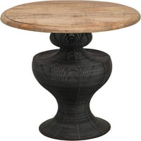 Kreativni zadruga formirana metalna žica i mango drveni stol, prirodno i crno