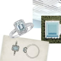 Miabella Ženski CT Aquamarine i Diamond Accent 10kt bijelo zlato halo koktel prsten