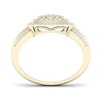 1 10CT TDW Diamond 10K žuti zlatni klaster Double Halo zaručnički prsten