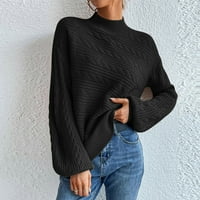 Džemperi za žene, modni džemper, pulover s visokim vratom, pleteni džemper s dugim rukavima, vrhovi u crnoj boji