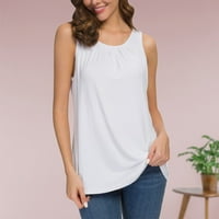 2. t / ženske jednobojne majice s naramenicama s okruglim vratom ljetna odjeća za plažu modne majice bez rukava udobna bluza Vintage