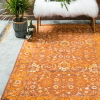 Pravokutni cvjetni tepih u smeđoj boji i Bjelokosti veličine 7' 10'