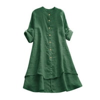 Ženske košulje za žene, ženske Ležerne široke lanene košulje s dugim rukavima, zelene bluze Na vrhu
