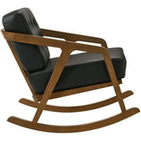 Namještaj za Piket house stolica za ljuljanje od kože sa srednjim naslonom i letvicama, Crna