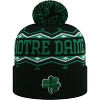 Notre Dame koja se bori protiv irskog Russell Athletic Sinted Cuffted Pleteni šešir s pom - crno zeleno - OSFA