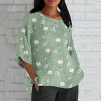 Ženska Moda kratki rukav Okrugli vrat široka ležerna bluza s printom gornji dio prevelike majice za žene