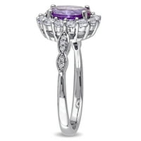 Miabella Women's Ct. Simulirani Aleksandrit, Topaz & Diamond 14KT bijelo zlato koktel Halo prsten