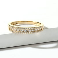 Ženski višelinijski prsten za godišnjicu braka od 14 karatnog žutog zlata s dijamantom od 12 karata