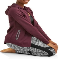 Ženska joga jakna s kapuljačom i reflektirajućim džepovima