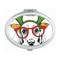 Odjeća Slatka pseća akvarelna ilustracija ovalno ogledalo prijenosna sklopiva Šminka za ruke dvostruke bočne naočale