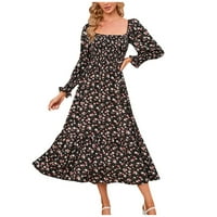 _ / ženska modna ležerna mala cvjetna haljina šifonska suknja haljina dugih rukava Ženske haljine