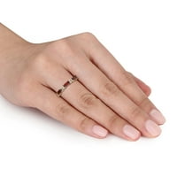Ženski jubilarni prsten od 1 karatnog granata i bijelog topaza od žutog zlata od 10 karata, polu-vječnost