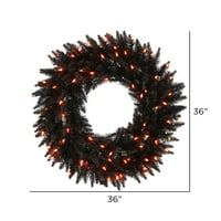 Lažni Božićni vijenac od crne smreke od 96, narančasta LED svjetla s tvrdom ljuskom