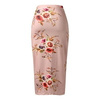 Karirane suknje za žene s cvjetnim printom, drapirani prorez, visoki elastični struk, ležerna suknja, asimetrična omotana suknja