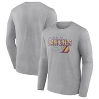 Muški fanatici markirani heathered Grey Los Angeles Lakers trkač majica s dugim rukavima
