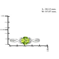 Nakit klub prsten s peridotom nakit s kamenom rođenja-0. Karat peridota 0. Nakit od sterling srebra s bijelim dijamantnim naglaskom-prstenovi
