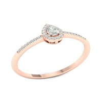 Imperial 1 5CT TDW Diamond 10k Rose Gold Pear Diamond Halo Obećaj prsten