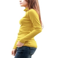 Ženski dugi rukavi Kornjača za omotavanje leđa Rastezanje jeseni bluza žuta 14