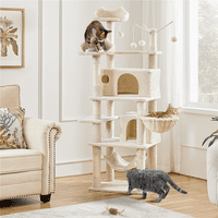 SMILEMART 67 ″ h Veliko mačje stablo na više razina s mačjim apartmanima za mačke u zatvorenim mačkama, bež