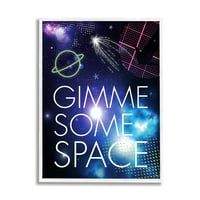 Stupell Industries Gimme Neke svemirske fraze uzorka Galaxy Stars uokvirene zidne umjetnosti, 14, dizajn Jennifer Ellory