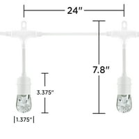 Classic LED lampice za kafić, 12 stopa, bijeli kabel, 35604