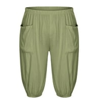 Muške Casual hlače, muške pamučne lanene kratke hlače, casual joga hlače, casual lounge hlače, zelene