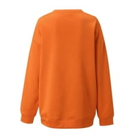 Ženski modni ležerni jednobojni Božićni džemper s dugim rukavima u narančastoj boji