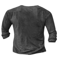 Muška bluza, majice s izrezom u obliku okvira, majica dugih rukava, ležerna osnovna majica, radni vrhovi u tamno sivoj boji 2 inča