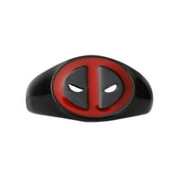 Marvel deadpool muški nehrđajući čelik crveni i crni prsten logotipa, veličina 10