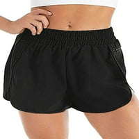 Ženske sportske kratke hlače s elastičnim pojasom i džepovima s neravnim rubom