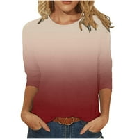 Ženska majica s tiskanim rukavima srednje dužine, Okrugli vrat, ležerni vrhovi, majice