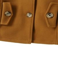 Zimski vuneni kaput za djevojčice u punoj boji dugih rukava s reverom na kopčanje gornja odjeća srednje duljine sa bočnim džepovima
