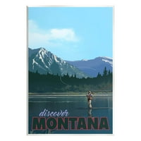 Otkrijte scenu ribolova na jezeru Montana, pejzažnu grafiku, umjetnost bez okvira, zidni tisak