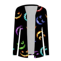 Modni modni casual midi kardigan s printom za Noć vještica s dugim rukavima kardigan jakna za žene