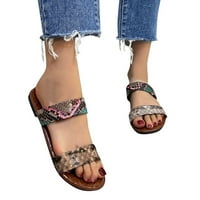 Sandale za plažu za žene, modne ljetne ženske ravne sandale s leopard printom s otvorenim prstima, prozračne udobne Ležerne ženske