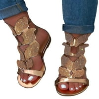 Ženske ljetne svjetlucave ravne sandale s leptirima i rhinestonesom, dijamantne cipele