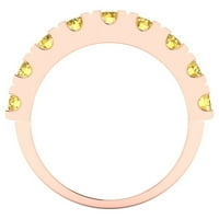 1. dijamant okruglog reza s imitacijom žutog dijamanta od ružičastog zlata od 18 karata, prsten koji se može graditi od 4